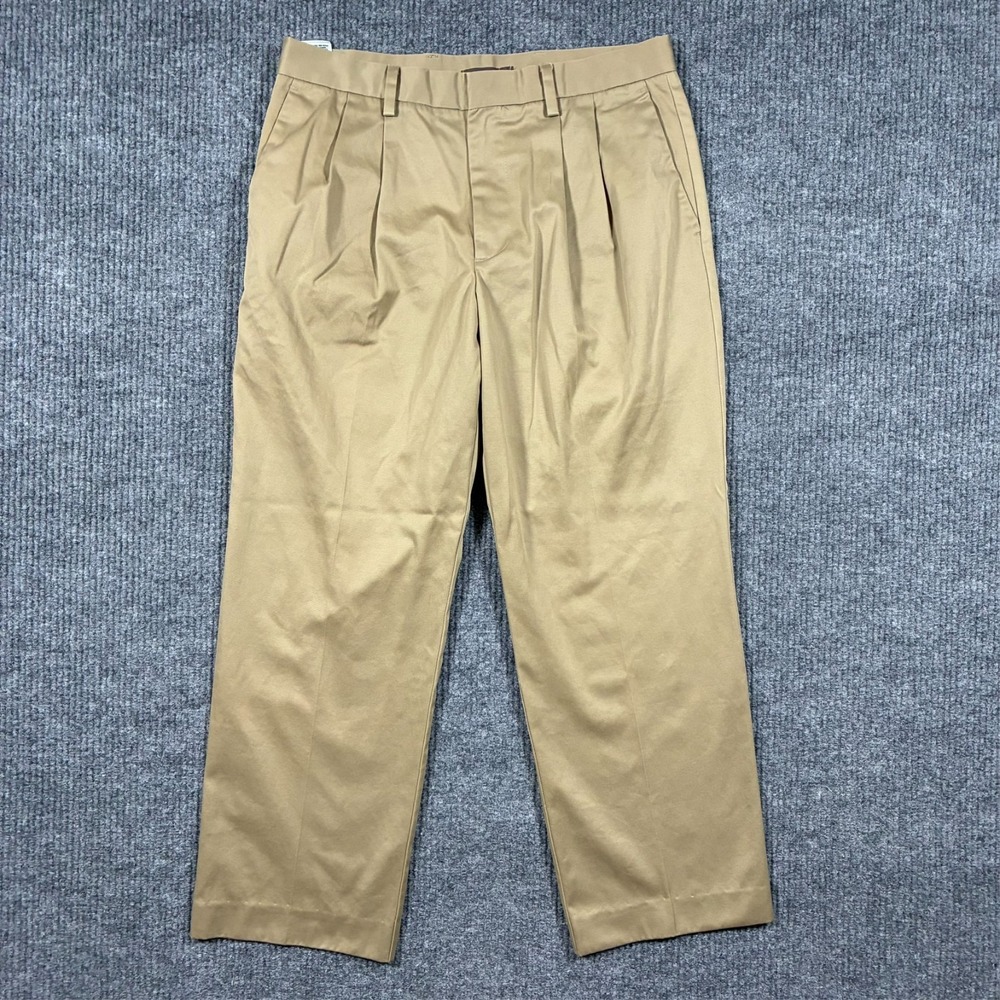 Dockers D3 Mens Dress Pants Size 34x31 Tan Cotton‎ Pleated Front Mid Rise